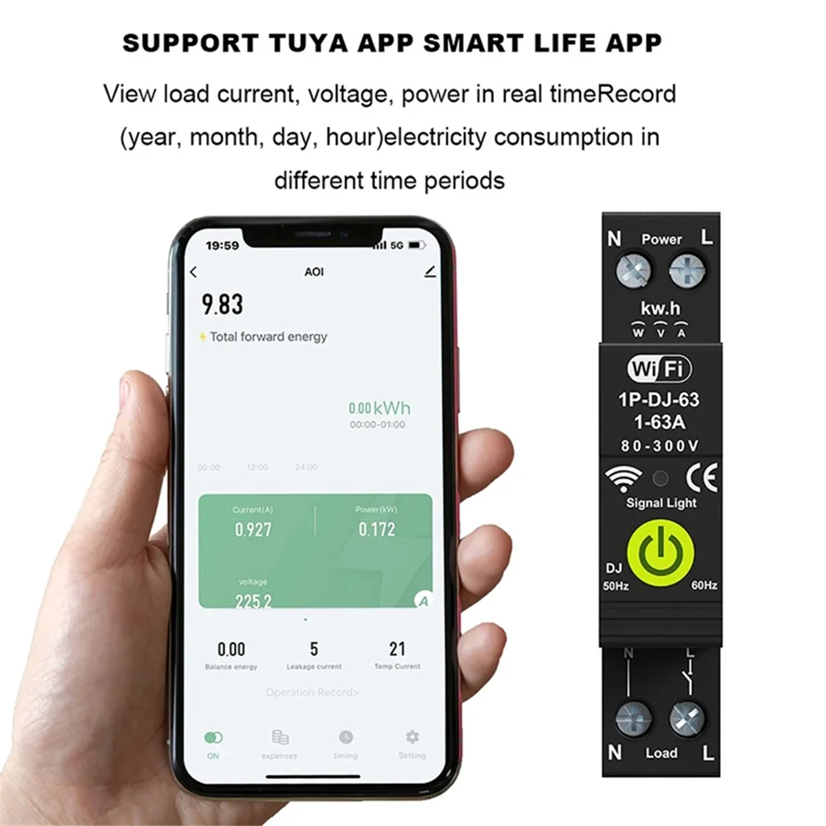 ETRT WIFI Overvoltage and Undervoltage Protector Photovoltaic Bidirectional Energy Meter KWH Metering Time Switch