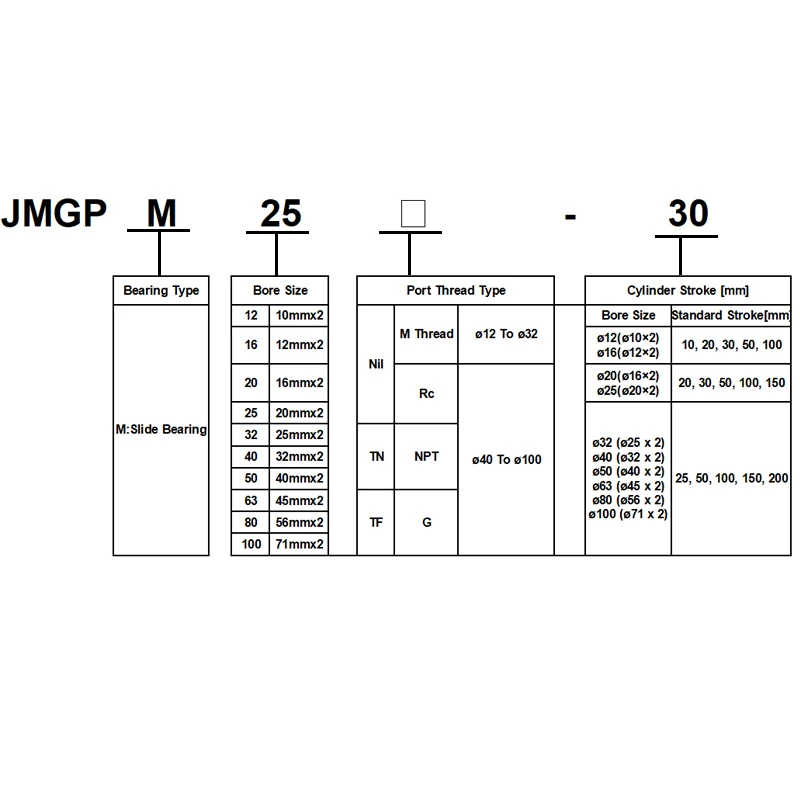 JMGPM 12 16 20 25 32 40 mm Non-rotating For Automation Equipment Pushing Lifting Clamping Pneumatic Air Dual Rod Cylinder