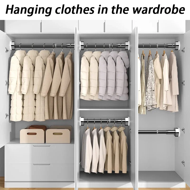 Balcony Drying Rack Clothes Hanger Wall Telescopic Pole Without Punching Clothes Drying Hanging Pole Bedroom Clothing Storage