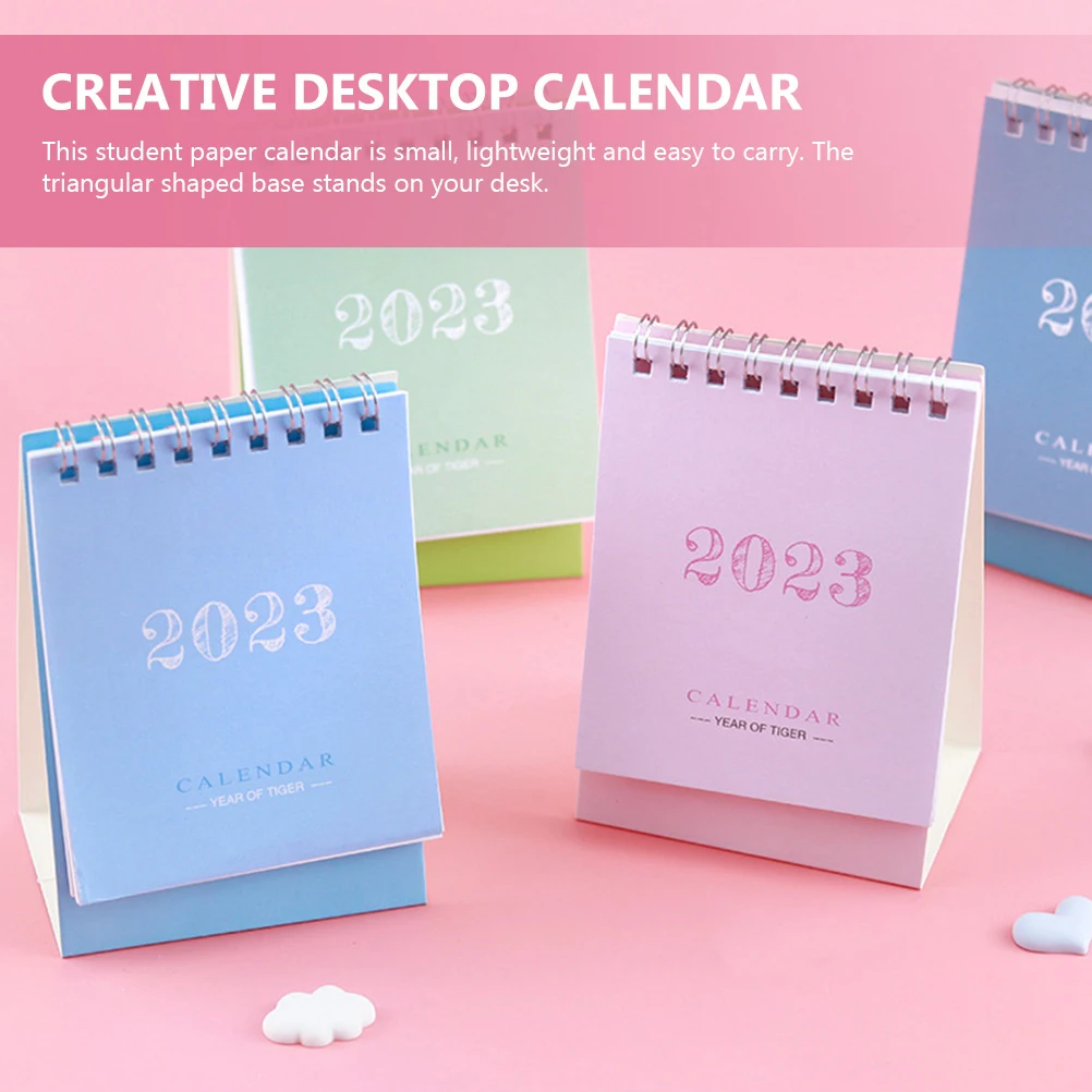

1pc Mini Desktop Calendar 2023 Paper Simple Creative Small Notes Decorative Triangular Base Office Home School Student