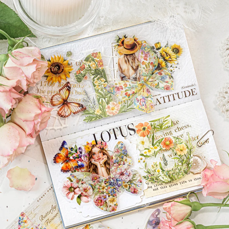 السيد ورقة زهرة العالم سلسلة الجليد كريستال PET ملصقات الحبر الأبيض مجموعة ملصقات مقاومة للماء DIY مواد الديكور للمخططين #6