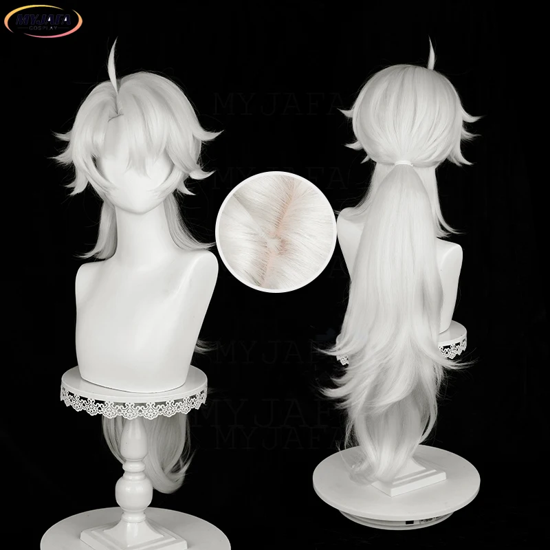 

Lingyang Cosplay Wig Game Long Silver White Unisex Wig Heat Resistant Synthetic Hair Anime Party Wigs + Wig Cap