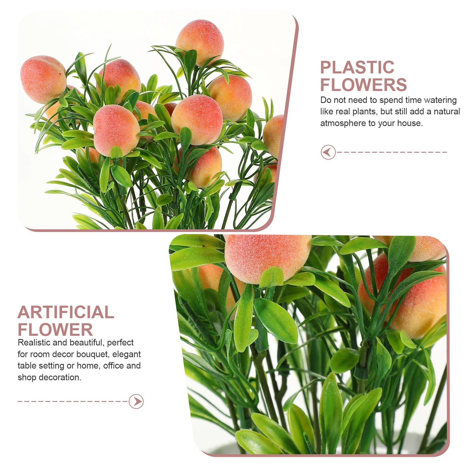 

Artificial Flower Set Peach Plastic Centerpieces Table Decorations Fake Flowers Bouquet Floral Party Supplies Home Office Hotel