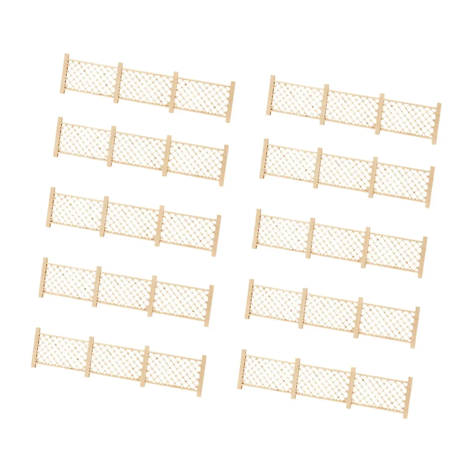 10 Stuks 1/50 Schaal Miniatuur Hekken Hout Modelspoor Accessoires Landschap Hekken voor Diorama's Spoorweg Model Treinen Decoratie DIY