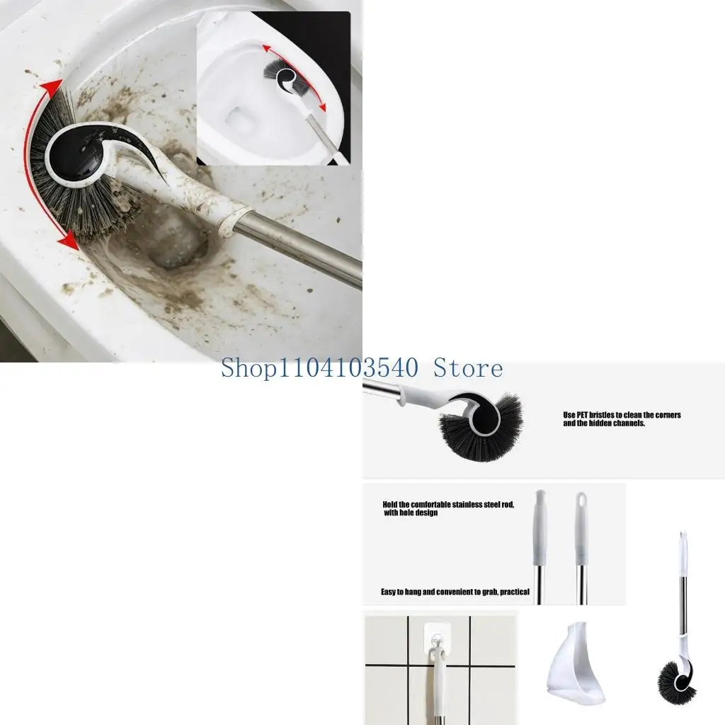 02DC Strong Plastic Toilet Brush & Holder Set Space Saving Toilet Brush Tool Set for Easy Maintenance & Long Service Use