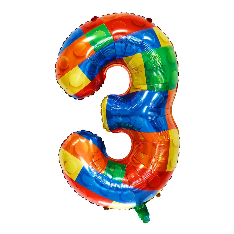 32 Inch Building Block Number Balloons Block Latex Balloons for Colorful Blocks Theme Birthday Party Baby Shower Decorations