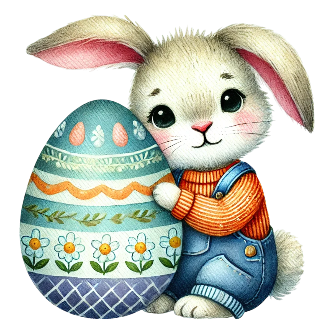 Easter Egg-Holding Bunny Silicone Baking Mold with Overalls Design Chocolate Fondant Cake Decoration Mold