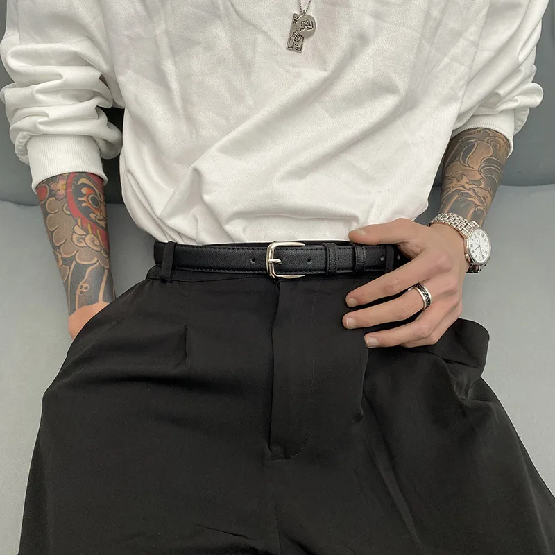 

Belt Male Universal Korean Version Ins Young People Hong Kong Style Simple Versatile Personality Casual Black Thin Belt Women