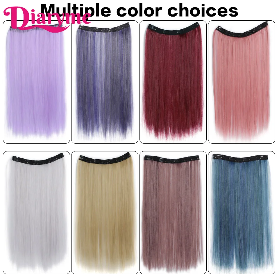 Synthetic Colored Highlighting Clip-in Hair Extensions Long Straight Ear-hanging Dyeing Wig Piece Color Thin Seamless Fake Hair