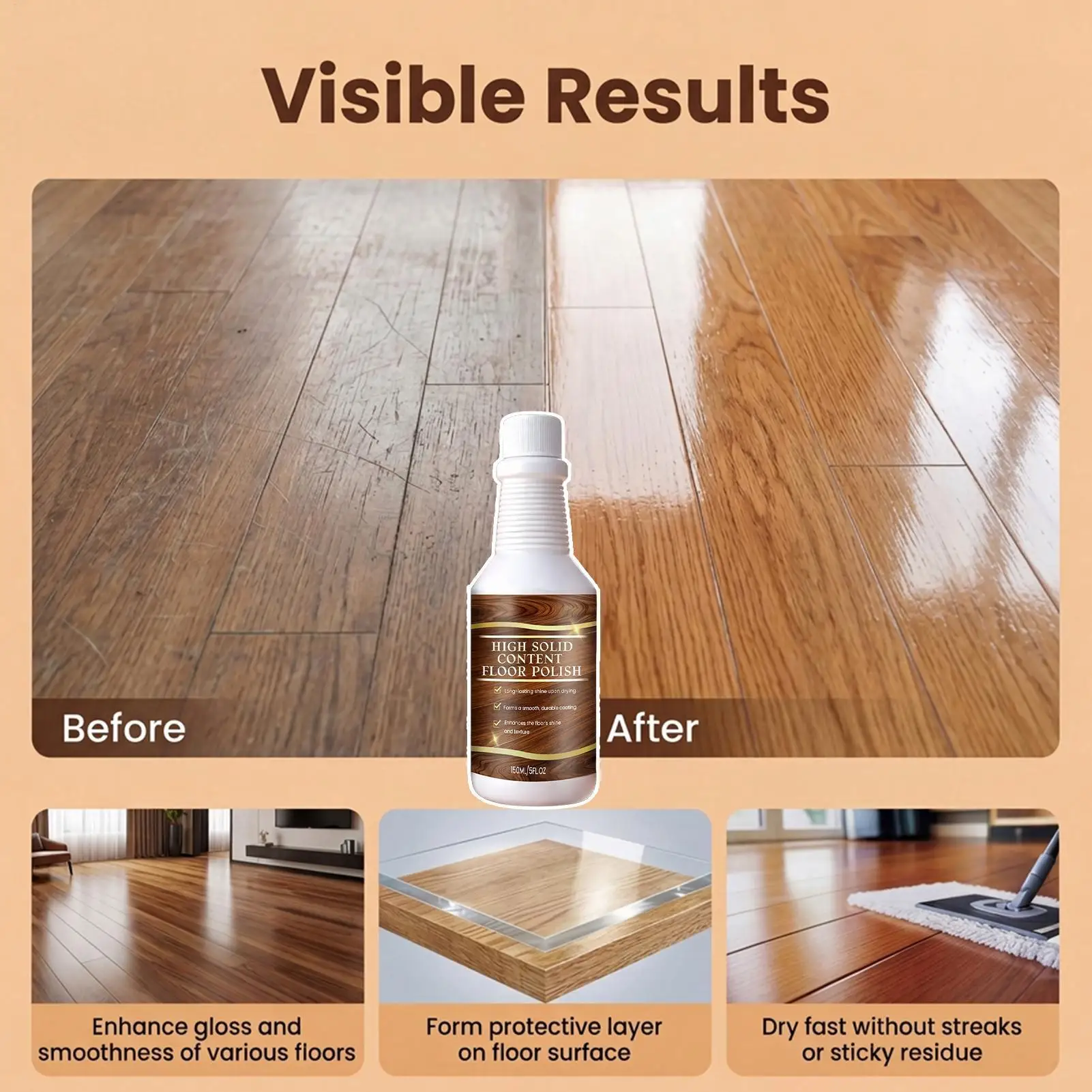 Floor Scratch Remover 150ML Anti-Wear Marks Restore Liquid Laminate Floor Scratch Remover for Shine Gloss Laminate Cabinet