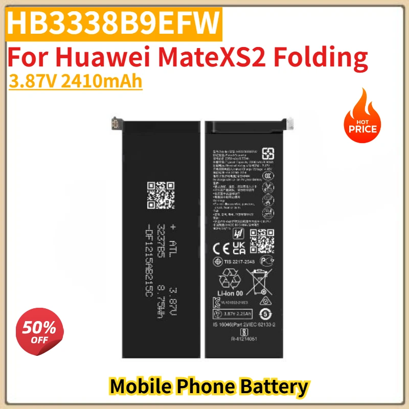 

HB3338B9EFW High Quality Phone Battery 3.87V 2410mAh for Huawei MateXS2 Folding Brand New Replacement Battery
