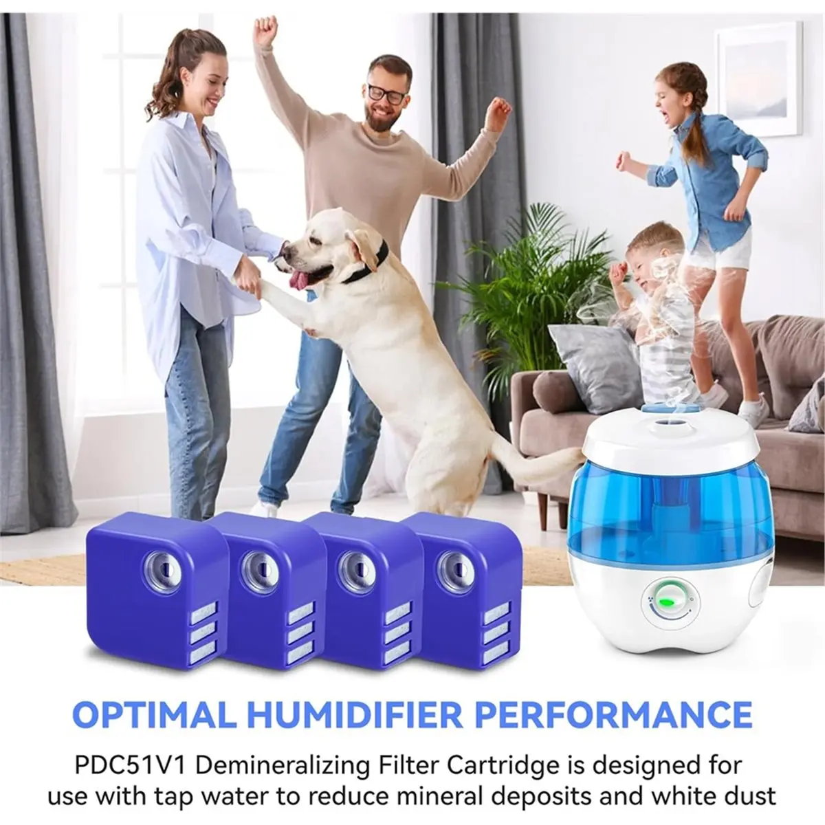 【AT48】 NEW PDC51V1 Demineralization Cartridges Filter for Vick V4600, V5100, Vul575 & 696 Ultrasonic Humidifiers,4 Pack
