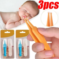 1/3pcs Baby Ear Nose Navel Clean Tools Infants Safety Tweezers Cleaning Forceps Plastic Nasal Cavity Care Round Head Clamps