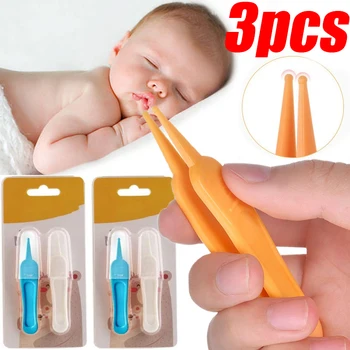 1/3 قطعة الطفل الأذن الأنف السرة أدوات نظيفة الرضع سلامة الملقط تنظيف الملقط البلاستيك تجويف الأنف الرعاية مشابك الرأس المستديرة