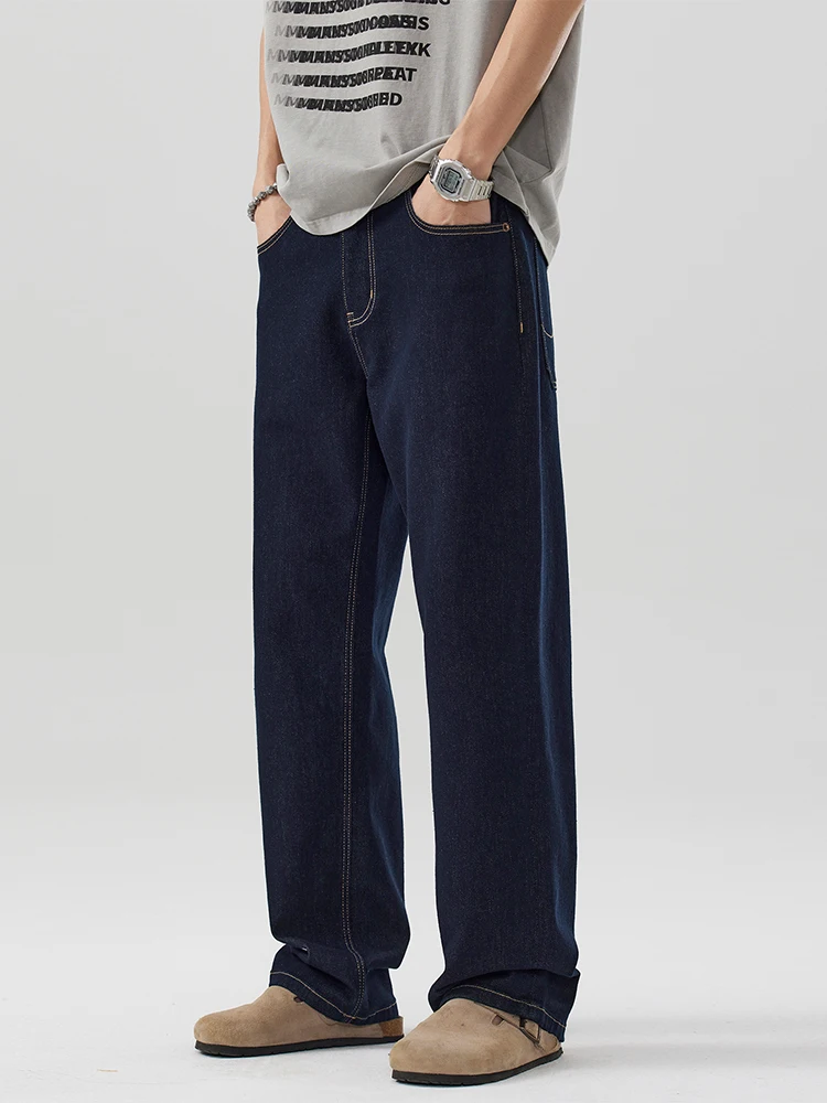 

Azvk, мужские джинсы в американском стиле ретро, свободные прямые брюки, длинные брюки оригинального цвета, модные молодежные весенне-осенние брюки