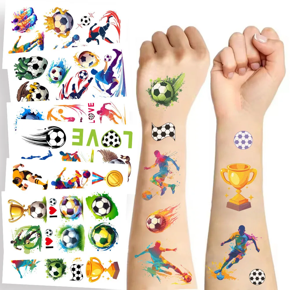 10sheet Football Makeup Tattoo Temporary Soccer Theme Stickers Waterproof Football Sticker Perfect for Wattch Soccer Match