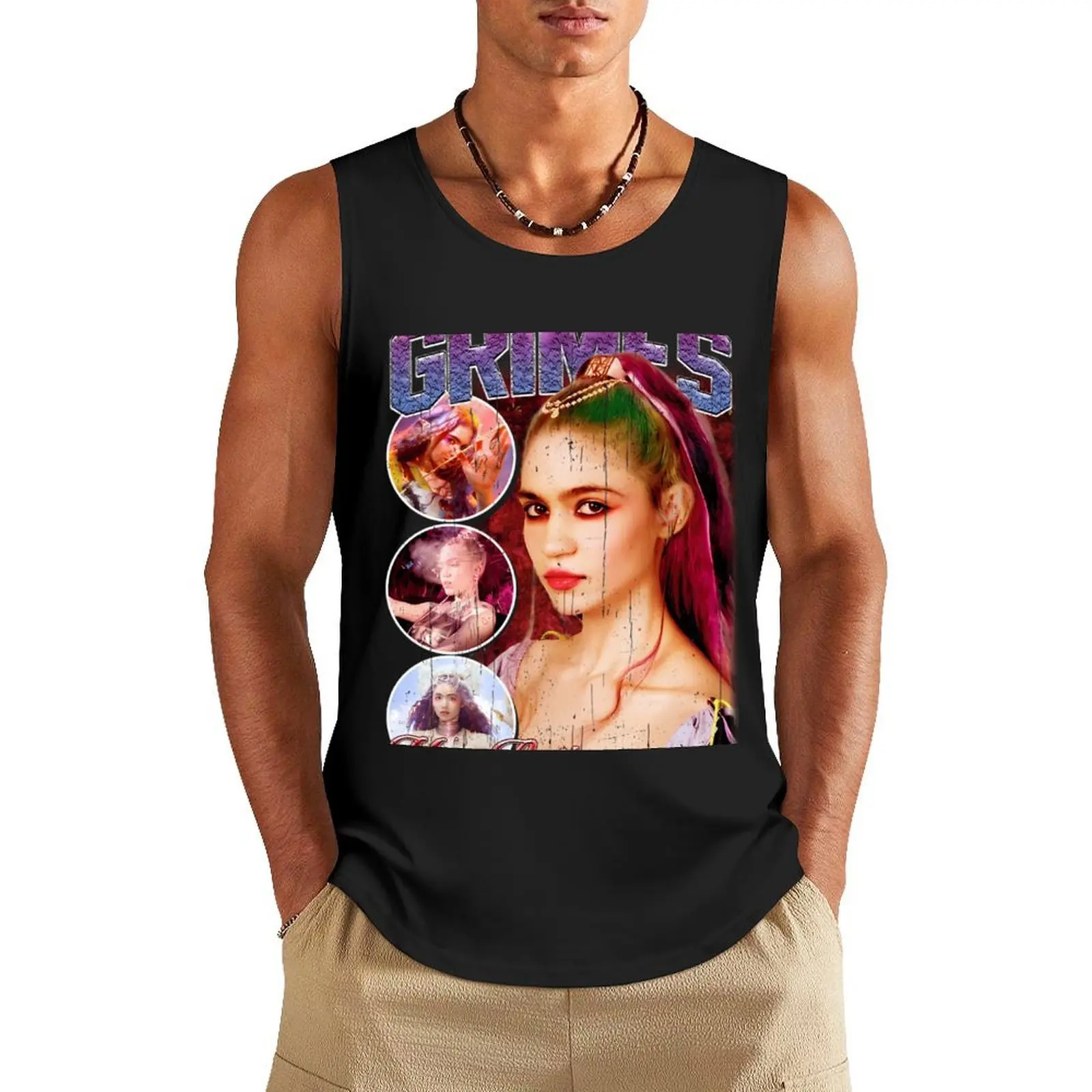 

Grimes Vintage 90's BOOTLEG Style Tank Top summer 2025 sleeveless shirts Sports shirt man