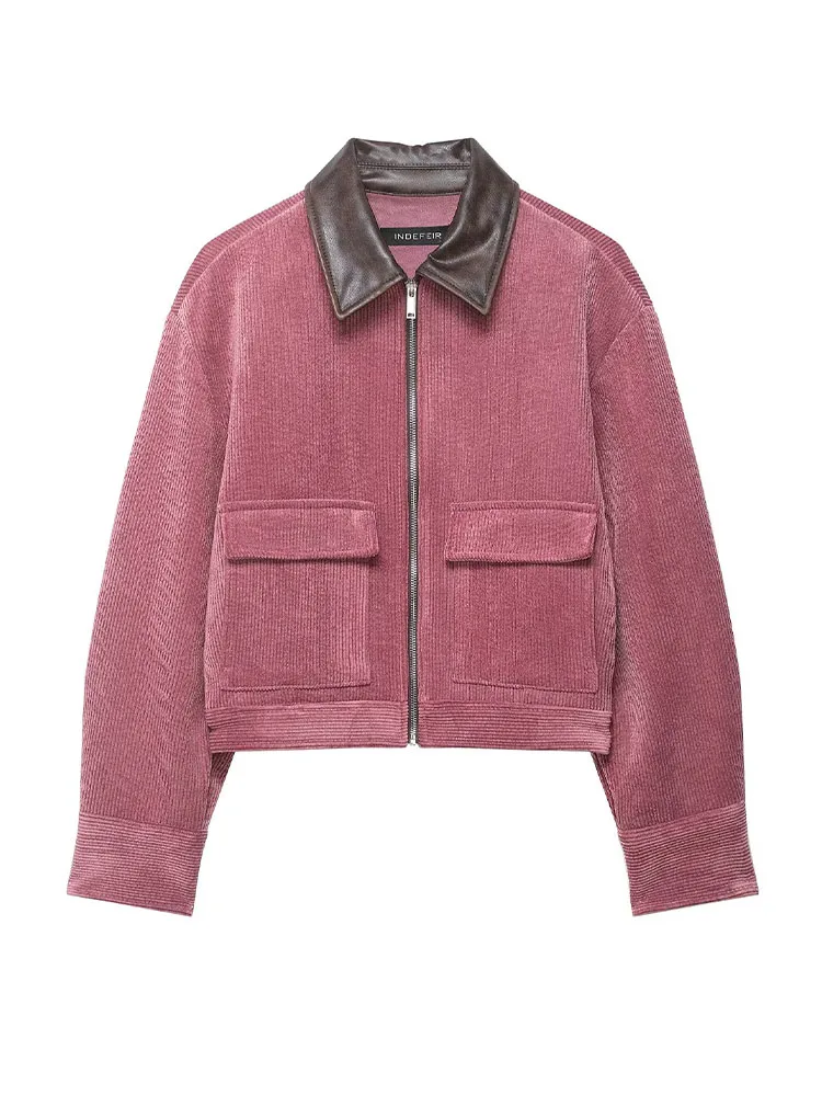 

Женские модные куртки HH с отложным воротником, длинными рукавами, карманами, на молнии, однотонные, свободного кроя, повседневные, в стиле High Street