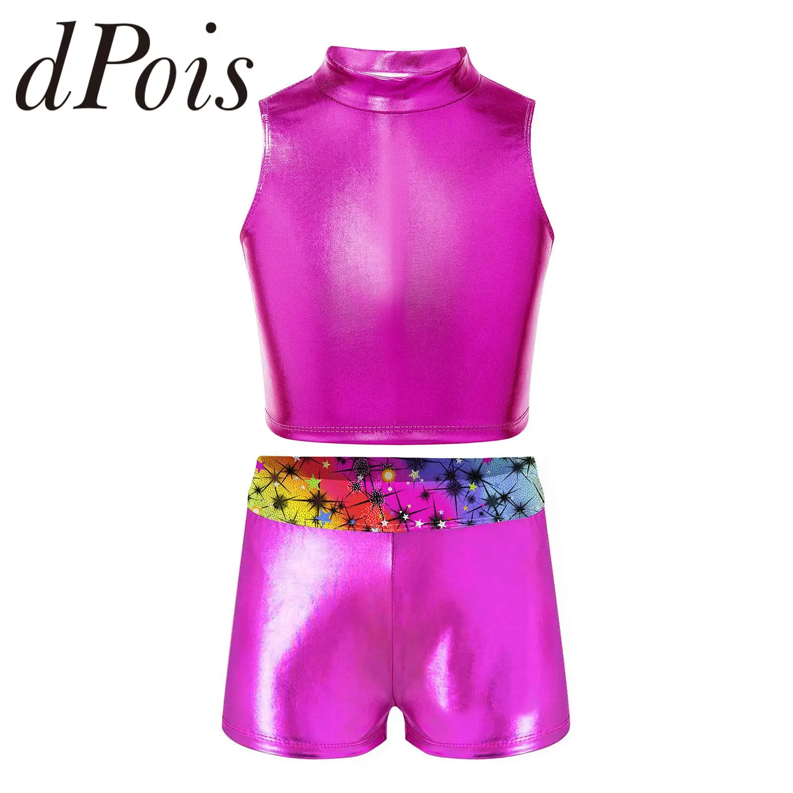 Ensembles de olympiques de danse jazz métalliques pour enfants, tenue de ballet pour enfants, justaucorps AqLeotard, performance sur scène,