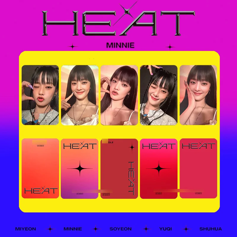 5/set Kpop (G)I-DLE New Album HEAT Single Small Card Song Yuqi Ye Shuhua Surrounding MINNIE GIDLE Collection Postcard Photo Card