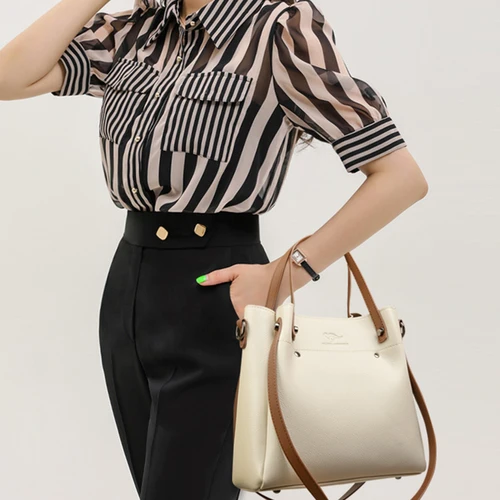 Imagen 2 del producto Bolsos de hombro tipo bandolera de cuero genuino de alta calidad para mujer, bolsos de lujo, bolso de mujer, bolso de mano suave de gran capacidad, bandolera