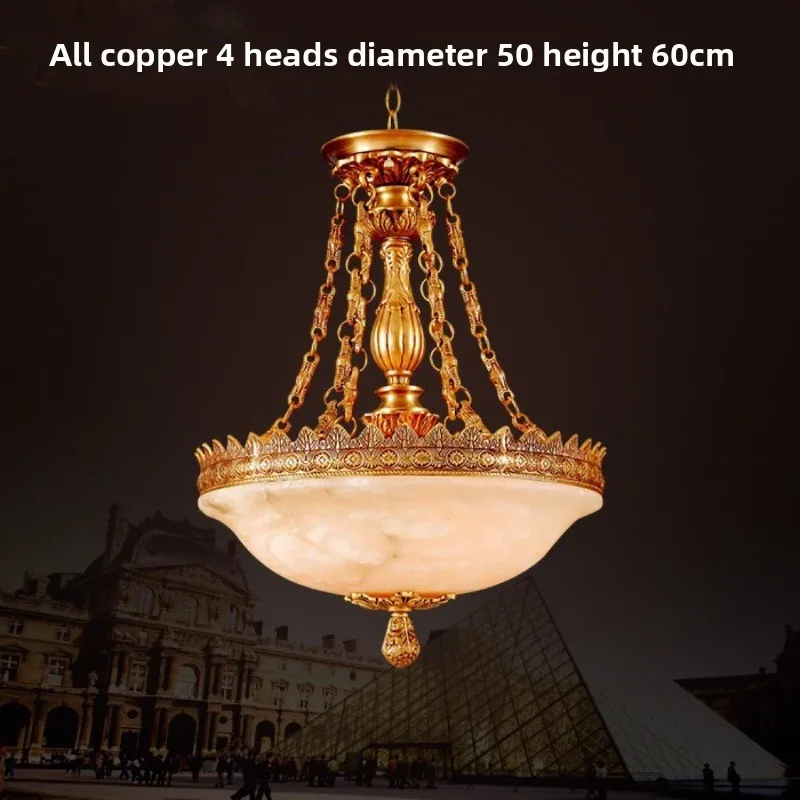 All-copper imported marble modern personality designer, villa simple European dining hall bedroom model room chandelier