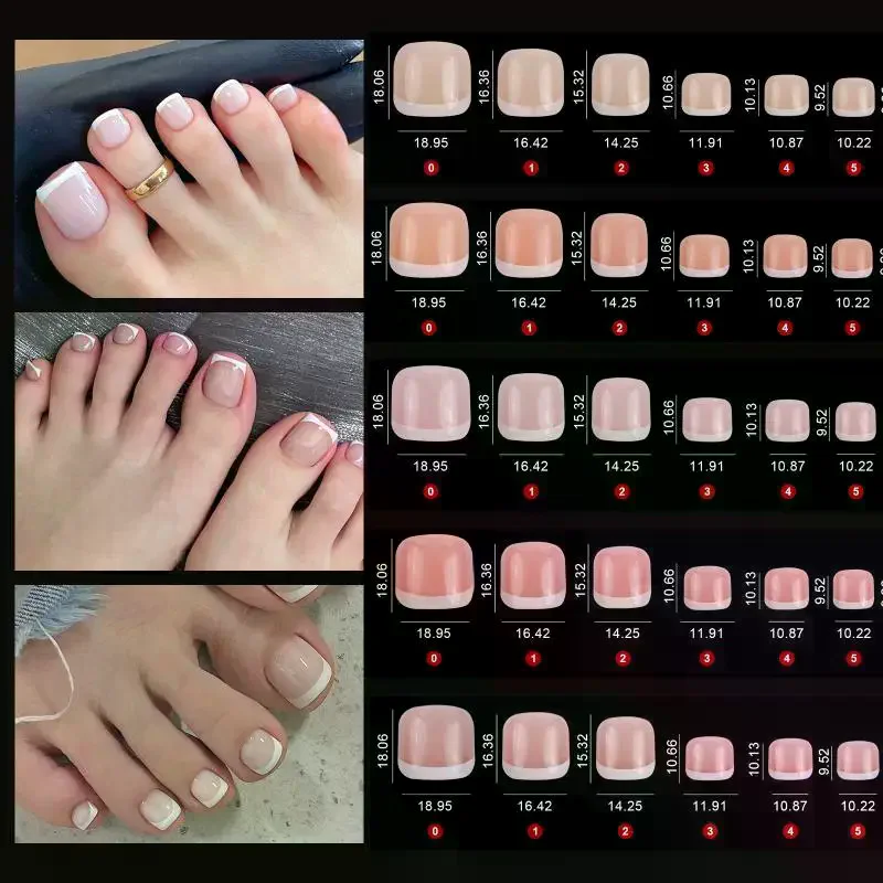 120Pcs Press On Toes Summer Full Cover Tips White Short Square Flase Toenails Pure Color Acrylic Artificial Wearable