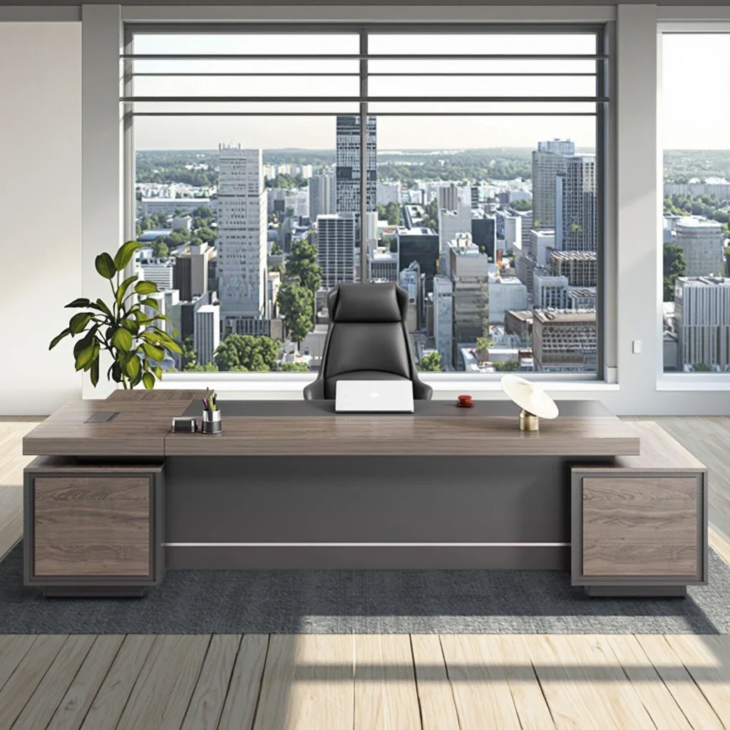 2026 Luxury Double Cabinet Office Desk with Chair Combination Simple Modern Atmosphere Large Class Table for Boss Manager CEO