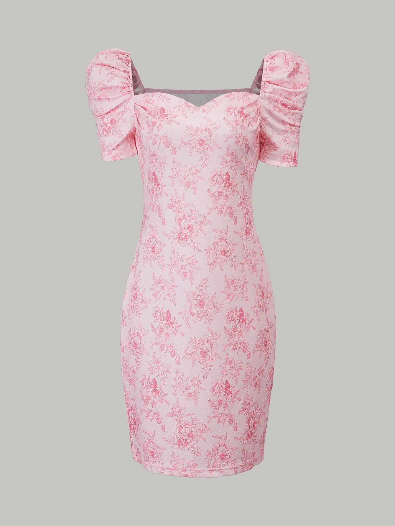 Elegantes Damenkleid mit Blumenmuster und Puffärmeln, modisches langes Kleid, Freizeitkleid, Urlaubskleid, Sommerkleid, Dropshipping – Detail 1
