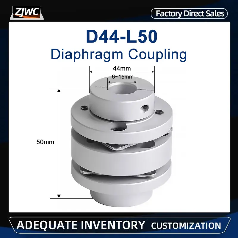 

1pc D44-L50 LK3-C44-W Aluminum Alloy Flange Double Diaphragm Coupling Applicable To Step Servo Motor Sleeve Zero Clearance