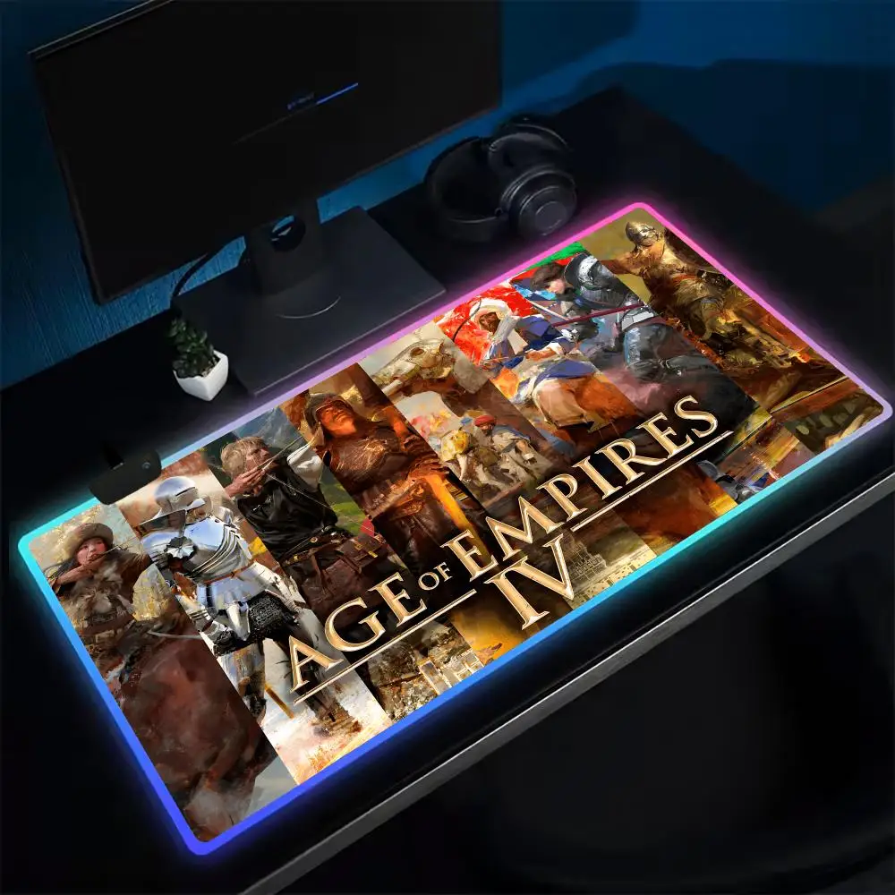 

Age Of Empires Mouse Pad Anime Gaming Mouse Pad LED Table Pads Backlit Rubber Desktop XXL RGB Desk Mats