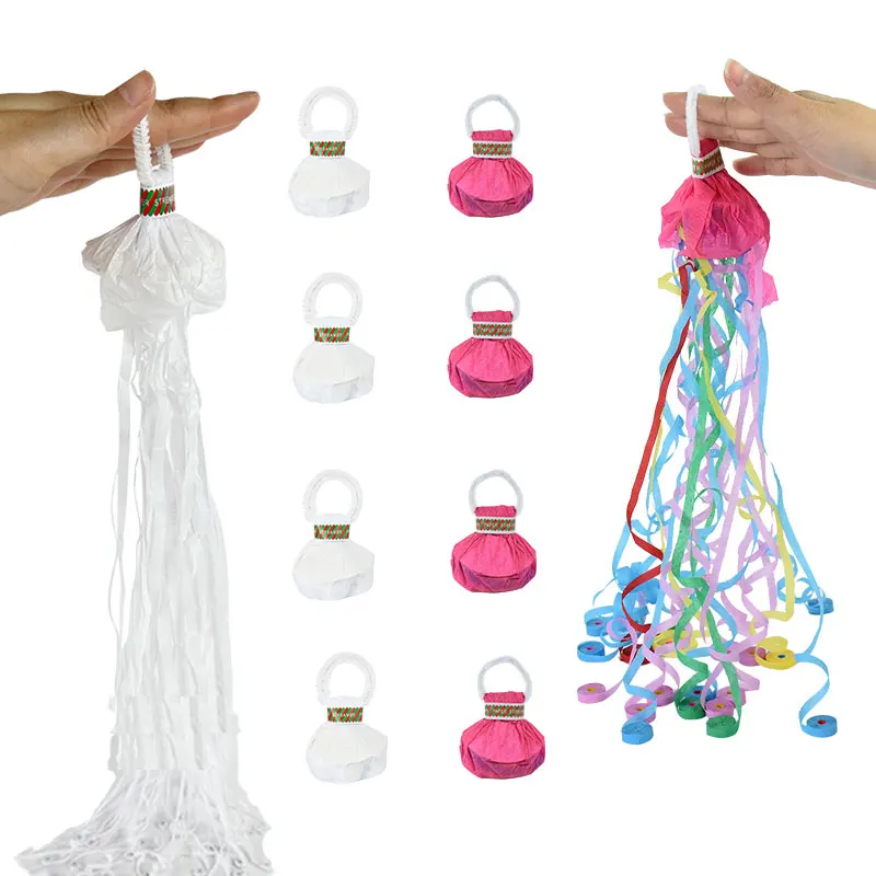 Streamers Poppers blancos de 1-10 piezas, decoraciones de boda, galletas de papel, Streamer de confeti, suministros para fiestas de compromiso