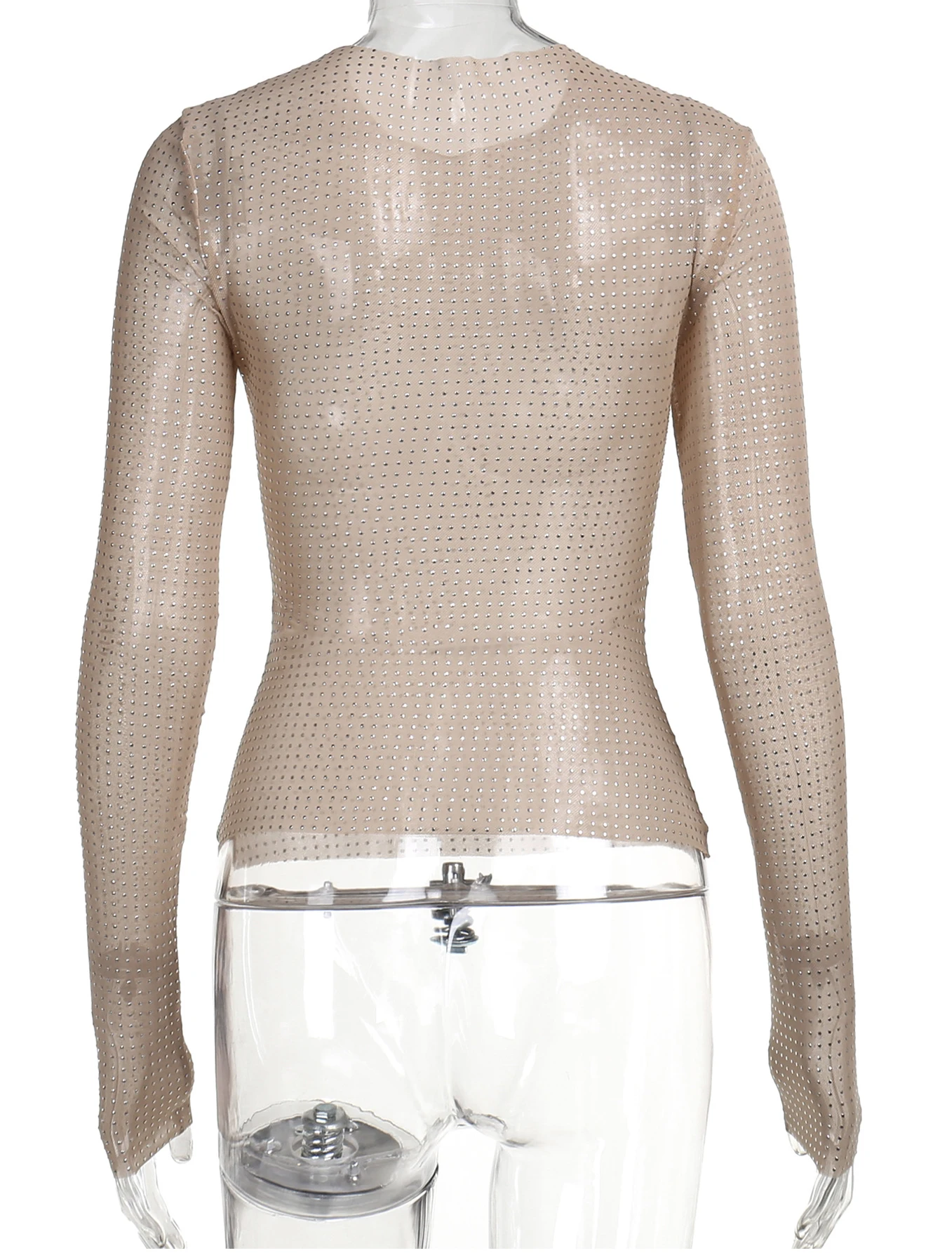 Sexy see throught Gauze crop top summer y2k top women clothes streetwear long sleeve tees cropped tops camisas tshirt Shiny tops image 2