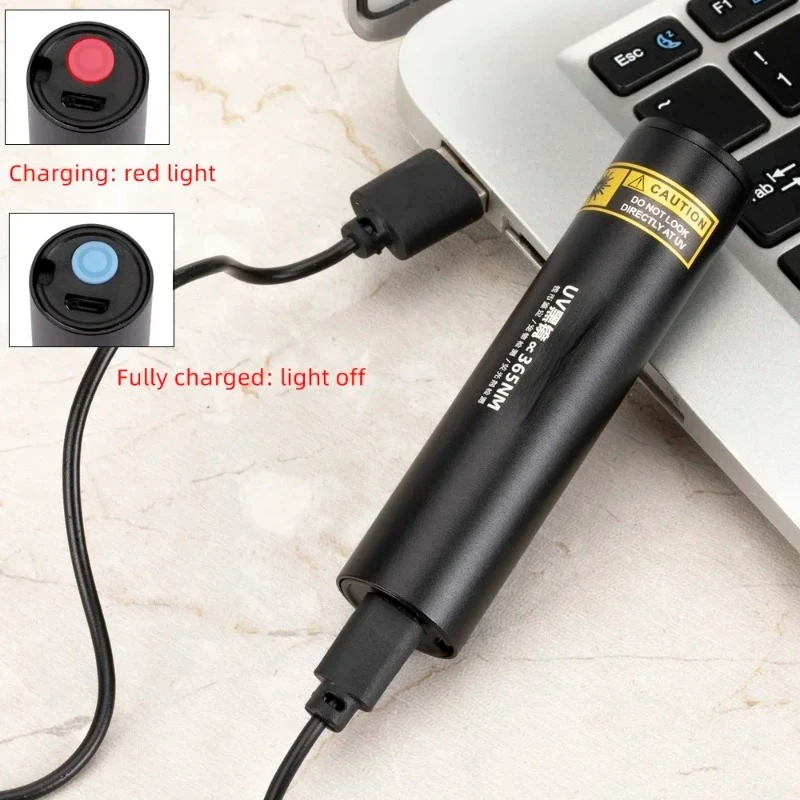 3W 365nm UV Flashlight USB Rechargeable Ultraviolet Torch Pets Urine Cat Tinea Money Ore Scorpion Detection Black Light