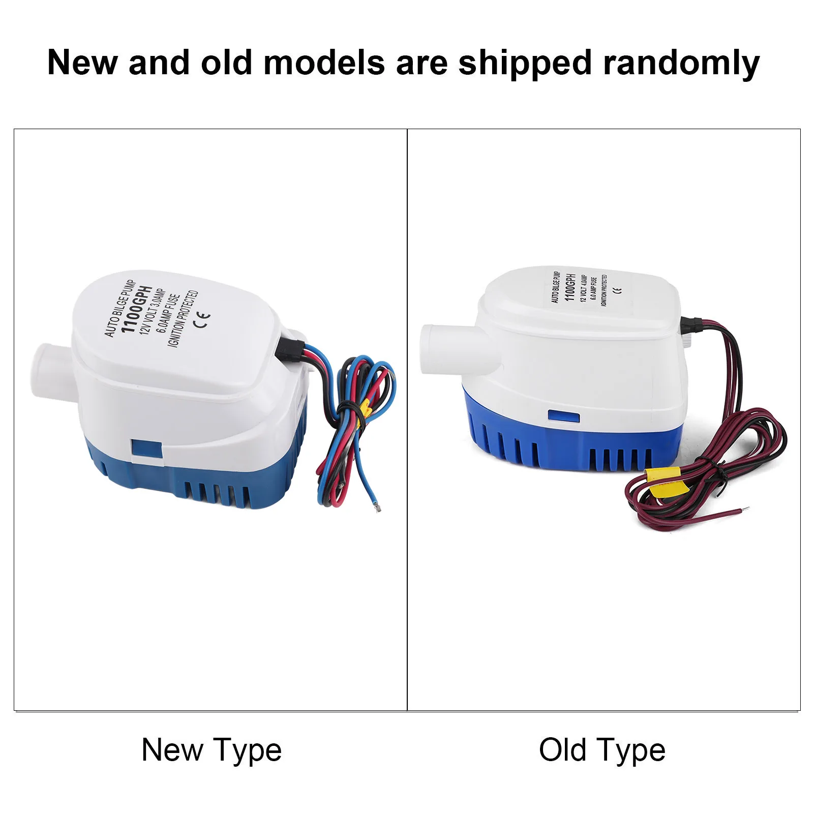 1100GPH Boat 12V Marine Automatic Submersible Bilge Water Pump Fully Auto Float Switch Internal