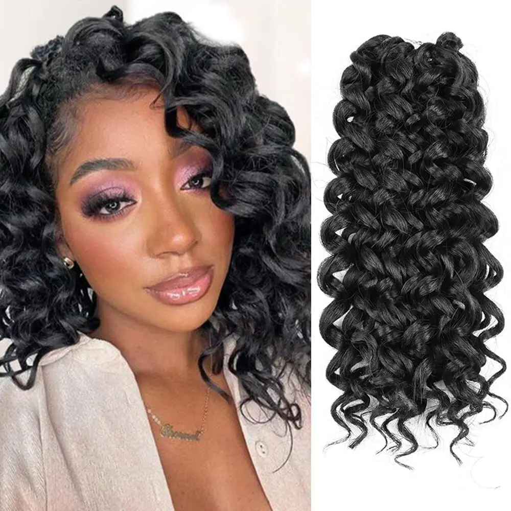 

Dairess Synthetic Gogo Curl Crochet Hair Extensions Water Deep Wave Braiding Hair Natural Ocean Wave Crochet Hair Silk For Women