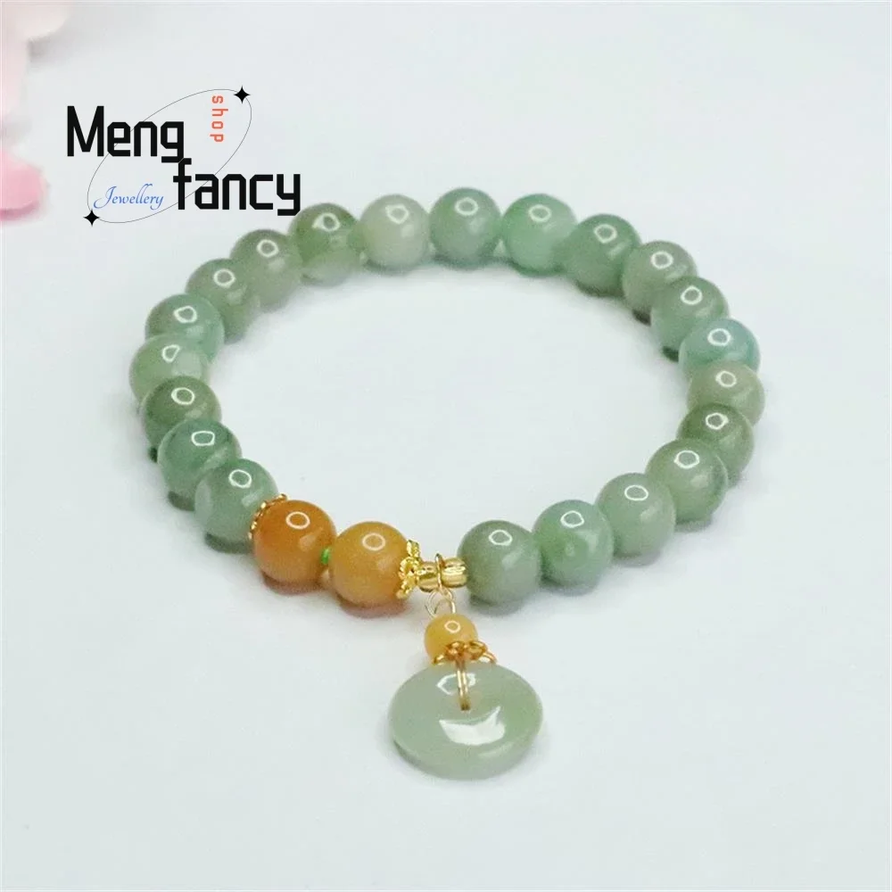 

Natural Burmese Jadeite Oil Green Peace Buckle Bracelet Exquisite Elegant Simple High-grade Sexy Young Girls Fashion Jewelry