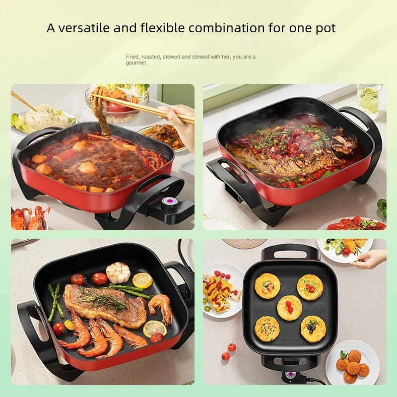 Electric Hot Pot Household Multi-functional Electric Cooking Pot Large Capacity Electric Hot Pot Barbecue Cooking Cooking