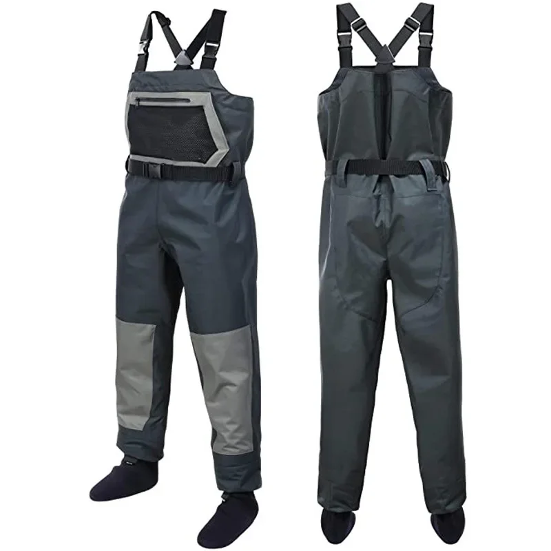 breathable whole body waterproof one-piece Luya fishing suit, outdoor launching fishing pants, wading pants wear-resistant