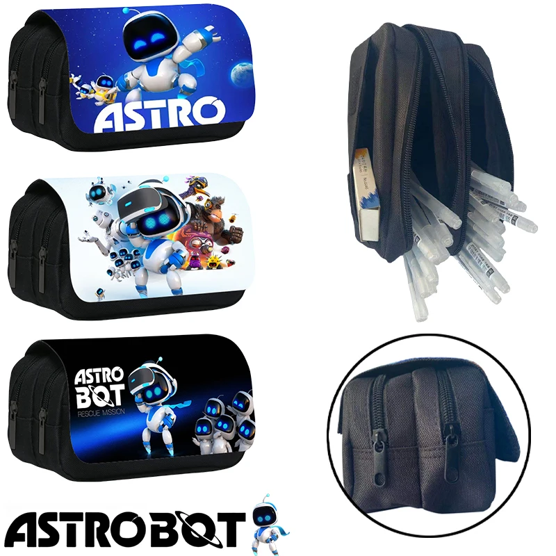 Astrobot Cartoon Pencil Case Anime Big Capacity Double Layered Student Pencil Storage Bag Kids School Supplies Stationery Box