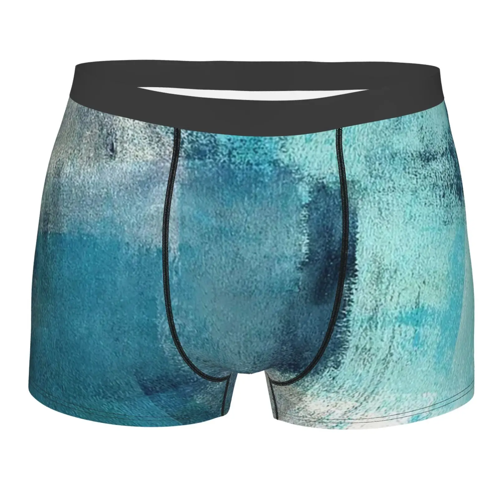 Blue Gray Geometric Smudged Pattern Man's Boxer Briefs Breathable Funny Underwear High Quality Print Shorts Gift Idea