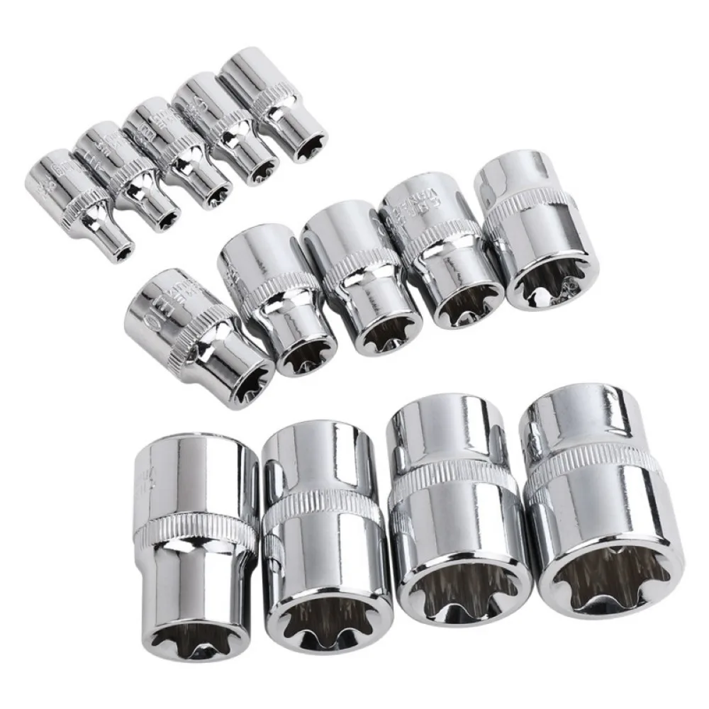 1/4 Zoll, 3/8 Zoll, 1/2 Zoll Antrieb E-Torx Sternsteckschlüsselsatz, externer Sternsteckschlüsselsatz, Drehmomentschlüsselsatz E4-E24, langlebiges, vielseitiges Handwerkzeugset – Detail 4