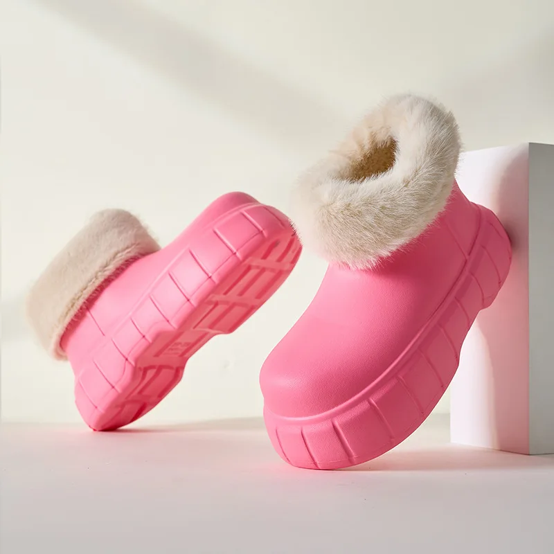 Girls Waterproof Snow Boots Winter Women Outdoor Cotton Shoes Thick Sole Platform Ladies Warm Plush Short Booties Furry Shoes