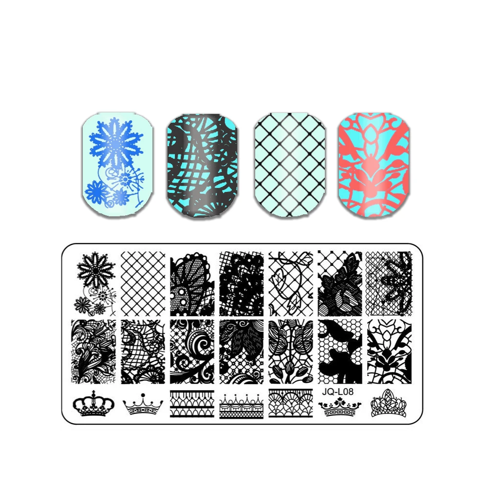 Lace Line Nail Stamping Plate fiori geometrici foglia ananas Fruit Stamp Template stampa Stencil Tools Heart Image Plates