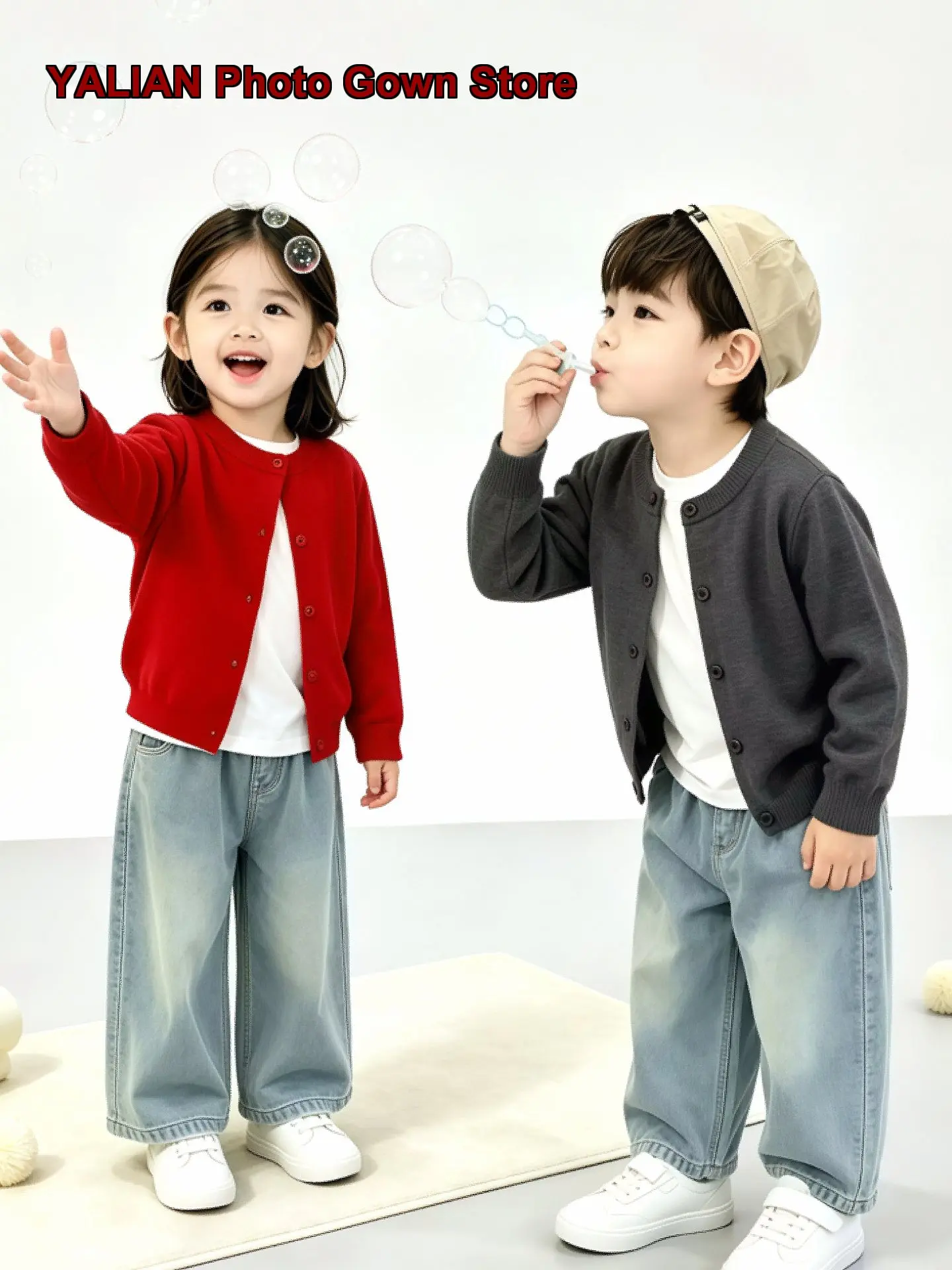Kids Long Sleeves Pure Cotton Solid Color Striped Print Spring Autumn Girls