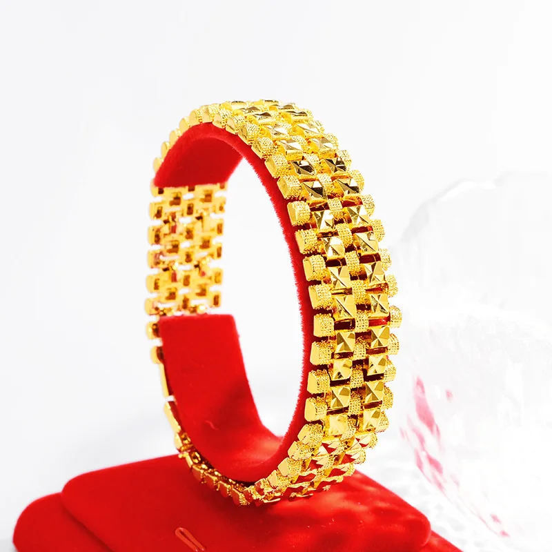 

Мужская цепочка для часов из 24-каратного золота (AU999) | Проставки позолоченные, кованая текстура с регулируемой застежкой.