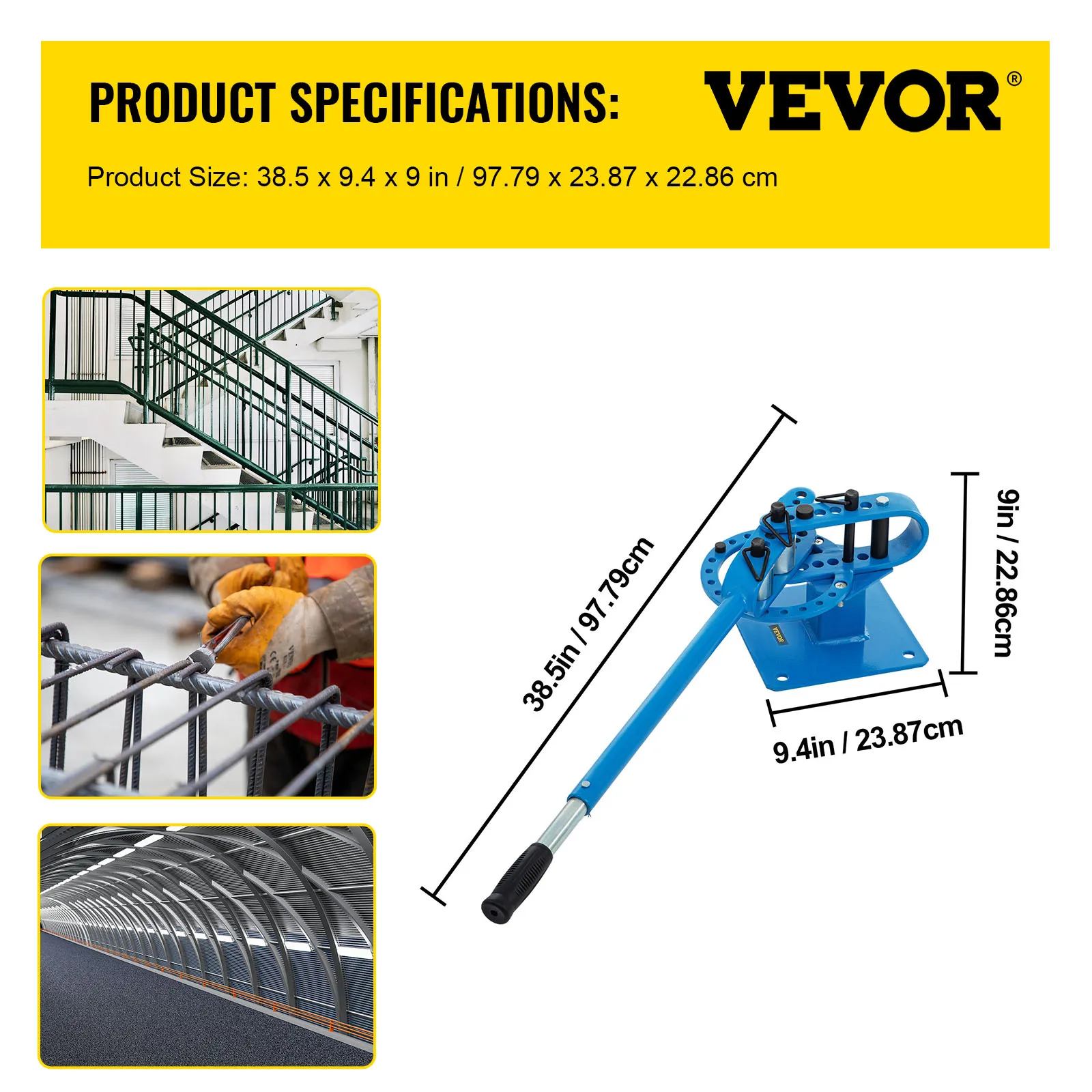 VEVOR Pipe Bender YP-9 Manual Bench Steel Tube Bending Kit with 7Dies 1-3in Multifonction Compact Flat Bar Rod Brake Bends Tool