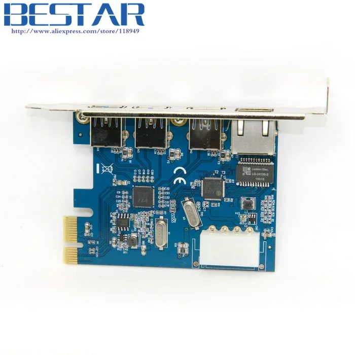 Gigabit Ethernet Network LAN & 3 Port USB 3.0 USB3.0 To PCI-E PCIE PCI EXPRESS Card PC Adapter Converter