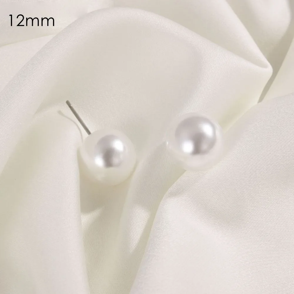 Round Shape Pearl Earrings 4mm 5mm 6mm 8mm 10mm 12mm Jewelry Accessories Round Ball Earrings Elegant Ear Stud Wedding Engagement