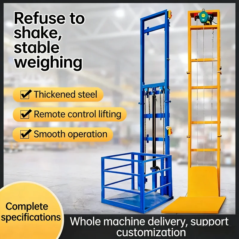 HCYStock Hot Sale Mini Electric Work Lift Platform Hydraulic Cargo Lift Freight Mobile Elevator Hoist Ladder for Warehouse